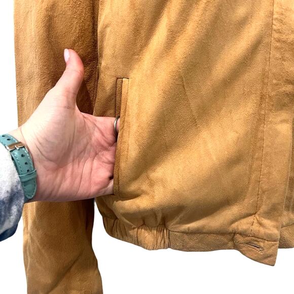 Vintage Tannery West Tan Suede Leather Jacket Zip Pocket size 4 / S *GOOD* - Picture 12 of 16